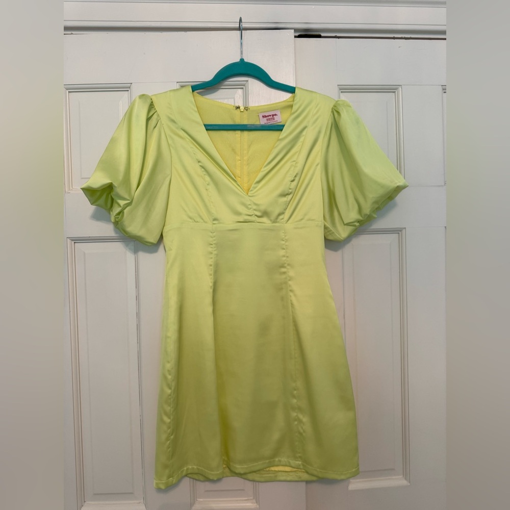 Showpo bright yellow/ green Puff Sleeve Dress